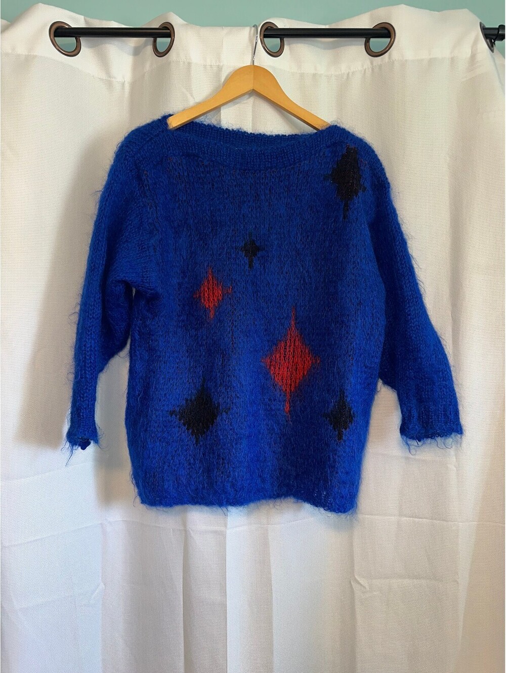 VTG Choice Blue Mohair Sweater Diamond 31 Made in England